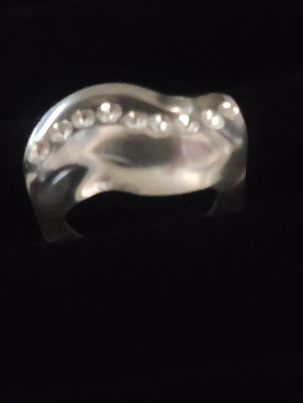 Vintage Y2K Clear Resin Wavy Chunky Ring ✨ Cyber McBling Translucent Rhinestone